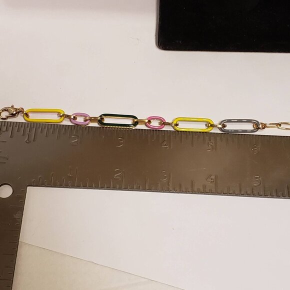 TOVA Reversible Bracelet Multicolor Paperclip Style Enamel  Approx 5.5" to 8" - Picture 8 of 12